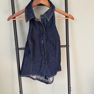 Express Blue Denim Collared Top